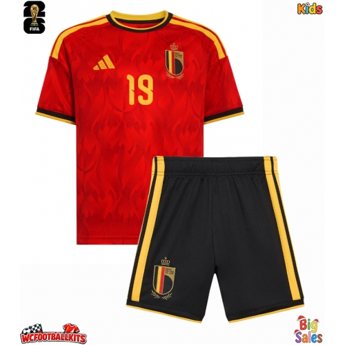Belgium Diego Moreira #19 Replica Home Stadium Kit for Kids World Cup 2026 Short Sleeve (+ pants)